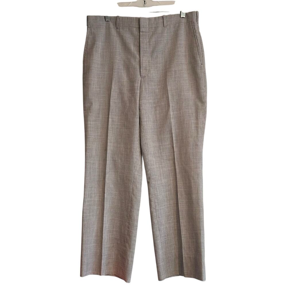 Vintage 80s Gray Red Checked Pleated Pants Mens 34x28
